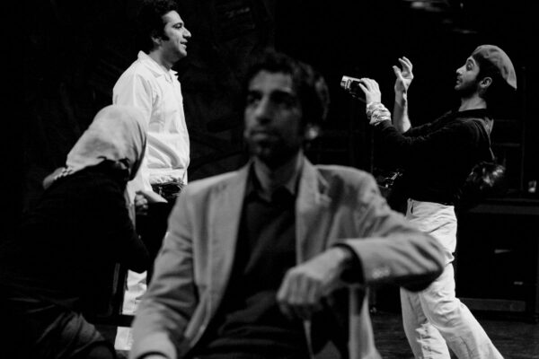 Performers in a scene from From the Environs of Milad, directed by Hamid Dehghani.
