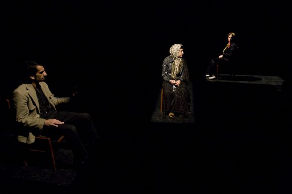 Performers in a scene from From the Environs of Milad, directed by Hamid Dehghani.